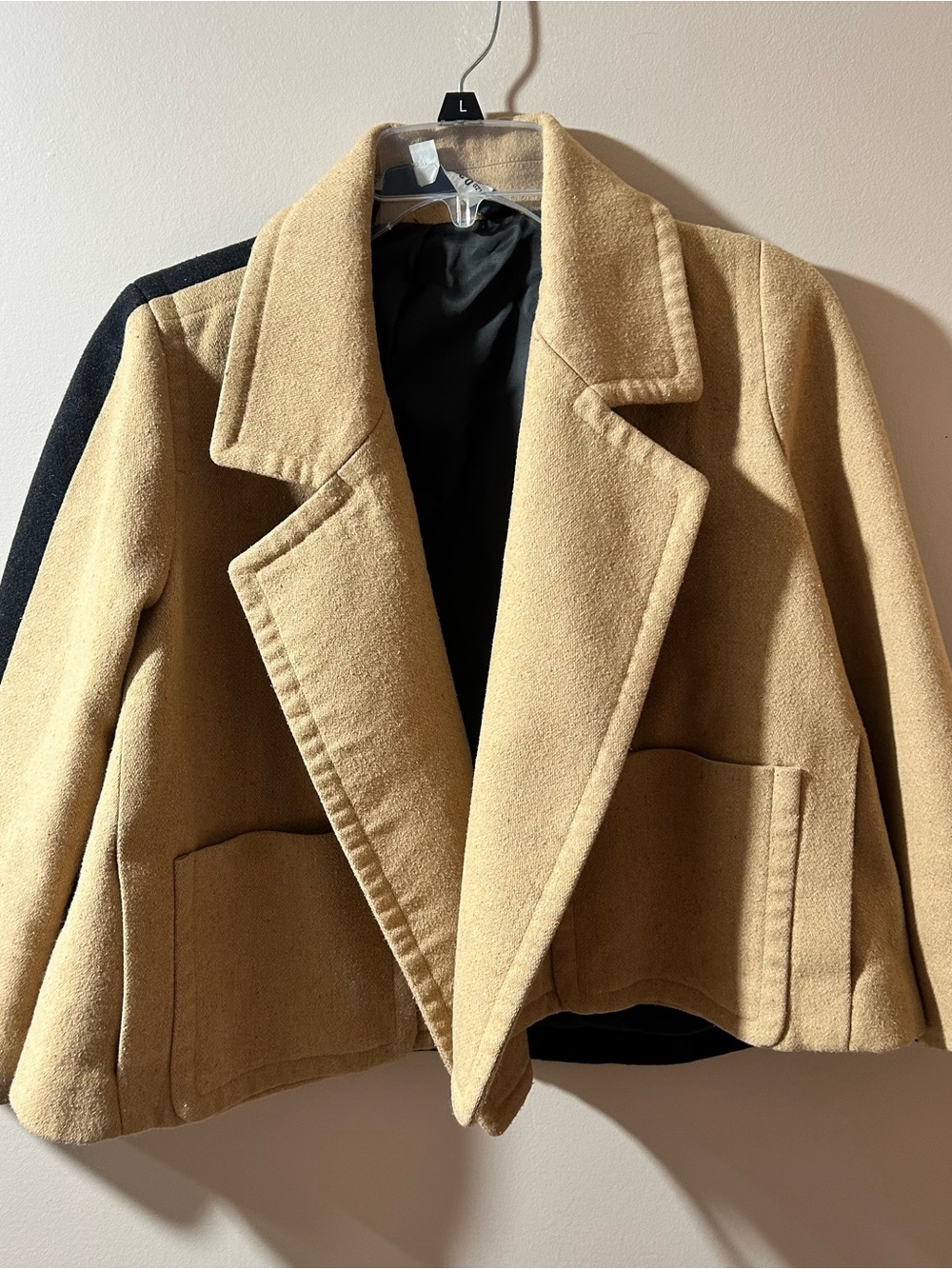 KAUFMANFRANCO Womens Tan Cropped Wool-Blend Jacket XS